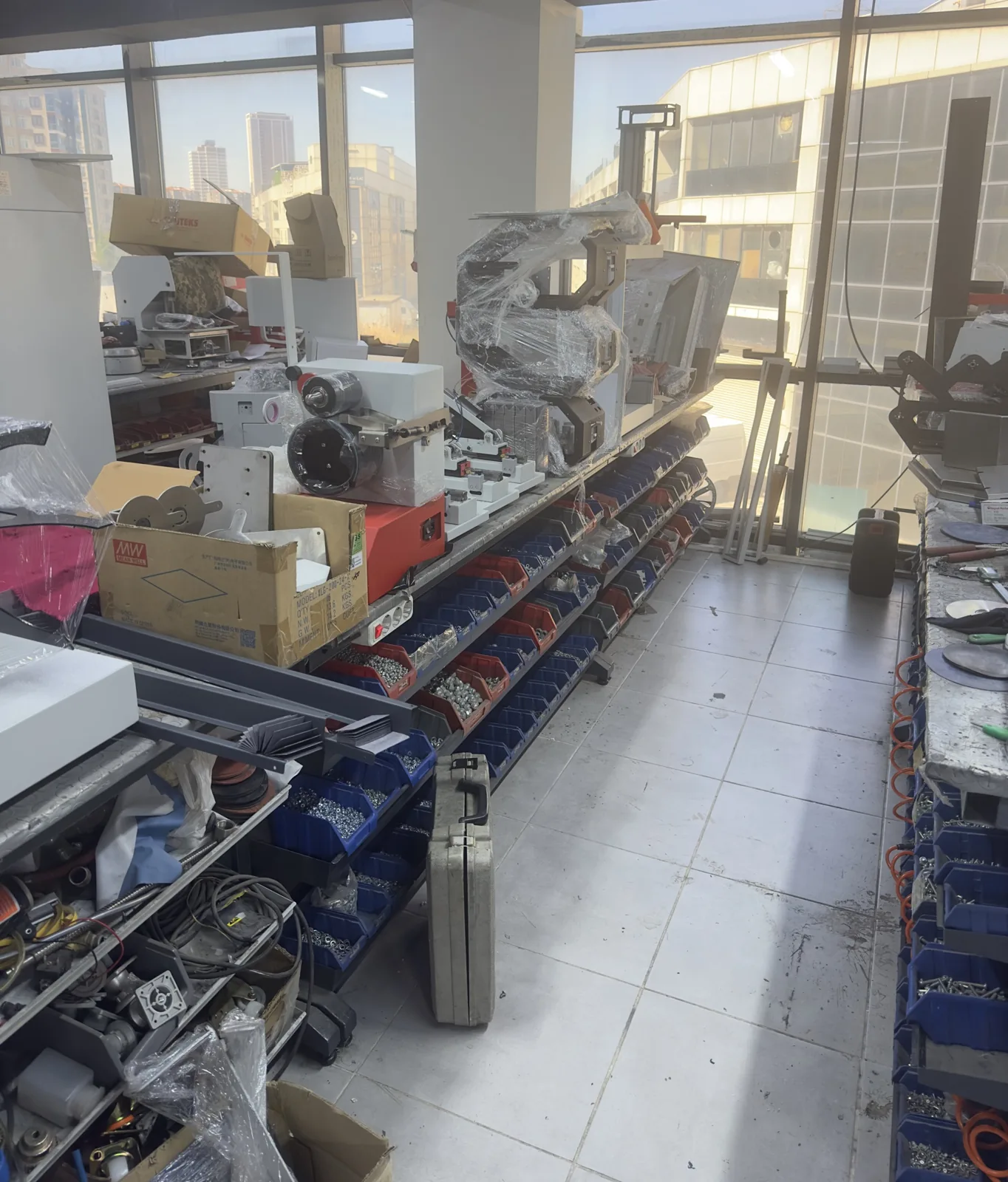 Component and fastener stores on the TexLab production floor